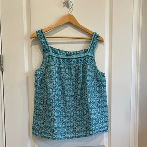 Talbots Aqua Blue Patterned Tank Top